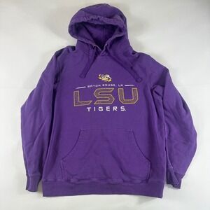 LSU Tigers Purple Hoodie Sweatshirt‎ Baton Rouge LA Mens Medium Fleece